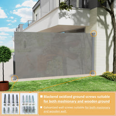 71"x138" Retractable Side Awning Screen, Semi-transparent with UV printing,UPF50+, Ideal for blocking dust,sunshine and wind, Creating private space for garden,balcony and swimming pool.
