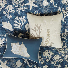 7 Piece Cotton Sateen Comforter Set Blue Queen