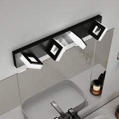 LED Modern Bathroom Vanity Light Fixtures (4-Light, 25-Inch), Matte Black Modern Acrylic Bathroom Wall Lighting Fixtures Over Mirror (Cool White 6000K)