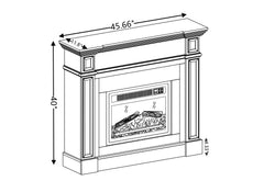 Only Mantel (NOT INCLUDED 23" FIREPLACE)--White, 45.6"W*11.8"D*40"H