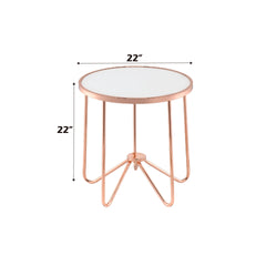 Alivia Frosted Glass & Rose Gold Finish End Table