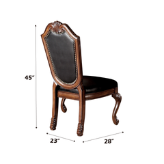 Chateau Black Synthetic Leather & Cherry Finish De Ville Side Chair (Set of 2)