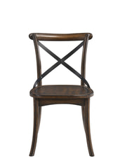 Kaelyn Dark Oak & Black Metal Finish Side Chair (Set of 2)