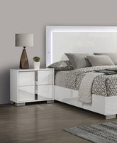 White Color Modern Gorgeous 1pc Bedside Table Bedroom Nightstand Chrome Legs UV Finish