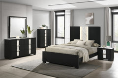 1pc Contemporary Black Finish Nightstand Two Drawers Metal knobs Black White Bedroom Wooden Furniture