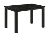 1pc Black Faux Marble Black Finish Rectangular Dining Table Wooden Dining Room Furniture Modern Contemporary