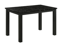 1pc Black Faux Marble Black Finish Rectangular Dining Table Wooden Dining Room Furniture Modern Contemporary
