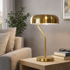 High Quality Hotel European Modern Bed Side nightstand Decorative Table/desk Lamp, Metro Table lamp with Gold outer and White inner 110~120V