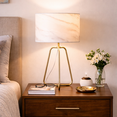 New Design Small Modern Stylish Desk Lamp In Stock In The United States, Easy To Install, Optima Marble Lampshade Table Lamp - Bronze 110V Metal Online Shift Switch, Used for Bedside Table Lamp