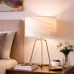 New Design Small Modern Stylish Desk Lamp In Stock In The United States, Easy To Install, Optima Marble Lampshade Table Lamp - Bronze 110V Metal Online Shift Switch, Used for Bedside Table Lamp
