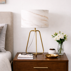 New Design Small Modern Stylish Desk Lamp In Stock In The United States, Easy To Install, Optima Marble Lampshade Table Lamp - Bronze 110V Metal Online Shift Switch, Used for Bedside Table Lamp