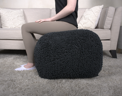 Spongy Microfiber Square Pouf, Dark Charcoal