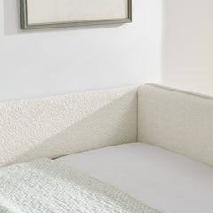 Daybed with Trundle Upholstered Tufted Sofa Bed, Full Size, Boucle Fabric, Beige(83"x58.5"x29.5")
