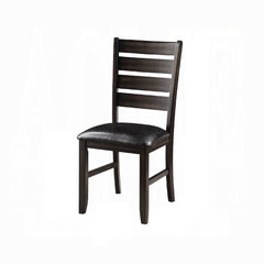 Espresso Finish Contemporary Side Chairs Set of 2 Faux Leather Upholstery Durable Wooden Kitchen Dining Furniture