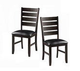 Espresso Finish Contemporary Side Chairs Set of 2 Faux Leather Upholstery Durable Wooden Kitchen Dining Furniture