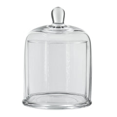 Set of 2 Large Glass Serving Platters with Dome and Finial Handle, Clear