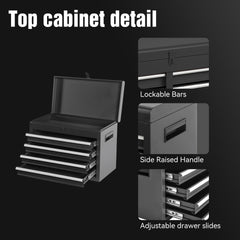 Tool Chest, 5-Drawer Rolling Tool Storage Cabinet with Detachable Top Tool Box, Liner, Universal Lockable Wheels, Adjustable Shelf, Locking Mechanism, Metal Tool Cart ,154pcs tools