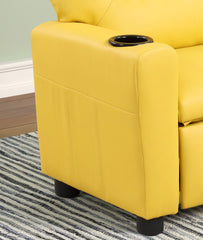 Carisa 23"W Yellow PU Leather Kids Recliner Chair with Cupholder