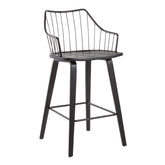 Winston Farmhouse Counter Stool in Black Wood and Black Metal by LumiSource