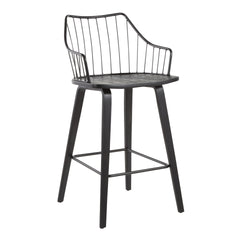 Winston Farmhouse Counter Stool in Black Wood and Black Metal by LumiSource