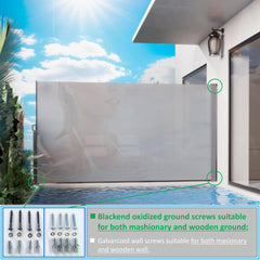 71"x138" Retractable Side Awning, Semi-transparent with UV printing,UPF50+, Ideal for blocking dust,sunshine and wind, Creating private space for garden,balcony and swimming pool.