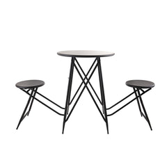 60.83x24x32.3" Black Stowable Side Table and Two Seats