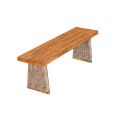 Outdoor Acacia Wood Dining Table Set with 1 Table and 1 Bench,Brown