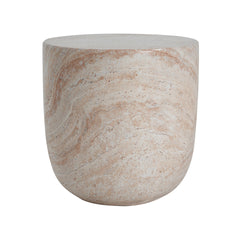 Outdoor/Indoor Lightweight Concrete Side Table,Travertine Finish