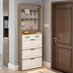 NEW OAK color shoe cabinet with 3 doors 2 drawers with hanger,large space for storage