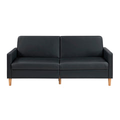 Comfort Sleeper Sofa Black Faux Leather Upholstery Modern Furniture Durable Plywood Frame Elegant Lounger 1pc
