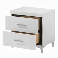 Modern Contemporary Bedroom Furniture White Finish Nightstand of 2x Drawers Metal Legs Wooden 1pc
