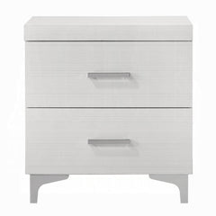Modern Contemporary Bedroom Furniture White Finish Nightstand of 2x Drawers Metal Legs Wooden 1pc