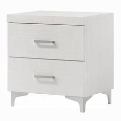 Modern Contemporary Bedroom Furniture White Finish Nightstand of 2x Drawers Metal Legs Wooden 1pc