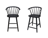 2pc Black Contemporary Counter Height Stool Chair Spindle Back Wooden Kitchen Dining Room Furniture