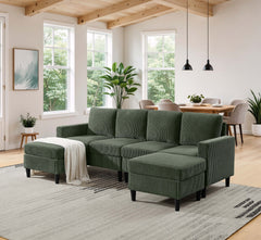Cordory Upholstered Modular Sectional with 2 Ottomans