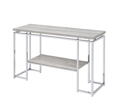 Modern Contemporary Sofa Table Natural Oak Living Room Furniture 1pc Chrome Finish Frame Console Table