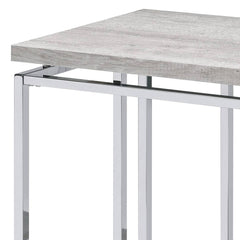 Modern Contemporary Sofa Table Natural Oak Living Room Furniture 1pc Chrome Finish Frame Console Table