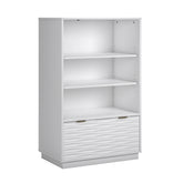 Coastal Bookcase With Lower Drawer, White finish