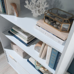 Coastal Bookcase With Lower Drawer, White finish