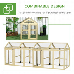 PawHut Chicken Run, Wooden Large Chicken Coop, Combinable Design with Perches & Doors for Outdoor, Backyard, Farm, 4.6' x 2.8', Nature Wood