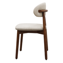 Warm Grey Flannelette Upholstered Dining Chair with Walnut Solid Wood Legs, Armless Chair Set of 2 for Kitchen, Restaurant, Living, Meeting Room