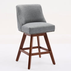 Counter Height Swivel Barstools, 26'' H Seat Height Upholstered Bar Stools Set of 2, Fabric in Gray