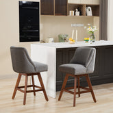 Counter Height Swivel Barstools, 26'' H Seat Height Upholstered Bar Stools Set of 2, Fabric in Gray
