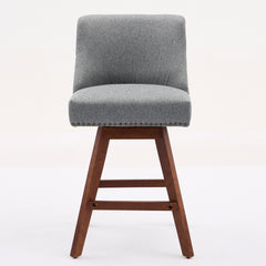 Counter Height Swivel Barstools, 26'' H Seat Height Upholstered Bar Stools Set of 2, Fabric in Gray