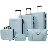 6 Piece Luggage Set,Lightweight Hardshell Suitcase with Double Spinner Wheels Handle Password Lock,14 IN Cosmetic Case 20/24/28 IN Luggages with Duffel Bag and Toiletry Bag