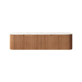 DINA 60'' Wall Mounted Cabinet, with Carrara White Sintered Stone Countertop and 2 Drawers, NO Basin, NO Faucet, Natural Woodgrain Color
