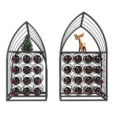 Sailboat Shaped Wine Cabinet Rack, 2 Piece Display Rack, Freestanding Wine Cabinet with Bottle Storage, Spirits and Wine Home Bar, Kitchen, Dining Room Storage Rack