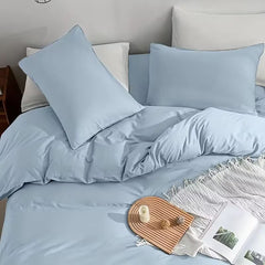 Serta Simply Clean Solid Duvet cover Light Blue Queen