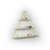 Moset Floating Wall Decor Wall Mounted Rustic Decorative Hanging Metal Bracket Triangle Shelf for Books, Oak/Yellow