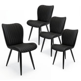 Set of 4 Modern PU Leather Dining Chairs with Thick Cushions & Metal Legs, Armless Faux Leather Side Chairs for Kitchen, Dining Room